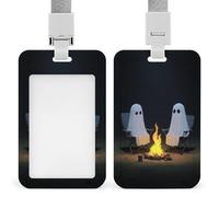 Two Ghosts in Lawn Chairs Fire ID Badge Holder Retractable Clip Card Holder Card Protector Name Badge Name Tag for Work Office Doctor Nurse