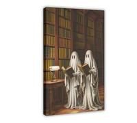 Two Ghosts Reading in The Library Canvas Poster Wall Art Decor Print Picture Paintings for Living Room Bedroom Decoration 24x36inch(60x90cm)