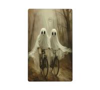 Two Ghosts Riding Bicycle Misty Forest Path Single Toggle Blank Wall Plate Light Switch Cover Decorative 1 Gang for Kitchen Room Bathroom Size 11.4x7cm