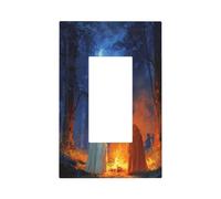 Two Ghosts Standing Around A Campfire Light Switch Wall Plate Faceplate Cover Single Rocker 1 Gang Decorator Outlet Receptacle Covers for Home Kitchen Room Bathroom Decor