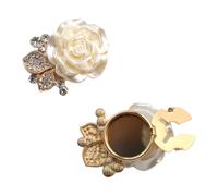 Two gift-ready cufflinks featuring camellia flower and simulated pearls. Great gift idea for a special occasion. Floral Cufflinks with Sparkling Diamonds