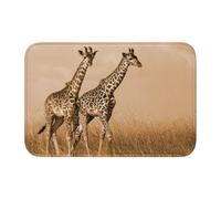 Two Giraffe Running On The Barren Crystal Velvet Lock Edge Floor Mat 40x60, Non Slip, Easy To Clean, Comfortable Foot Feel