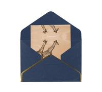 Two Giraffe Running On The Barren Elegant Pearlized Gold-Edged Greeting Card-Blank Interior,Single-Sided Print, All-Occasion Foldable Note Card With Envelope