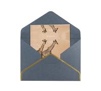 Two Giraffe Running On The Barren Elegant Pearlized Gold-Edged Greeting Card-Blank Interior,Single-Sided Print, All-Occasion Foldable Note Card With Envelope