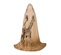 Two Giraffe Running On The Barren Hooded Cape For Teenagers Witch Vampire Cosplay Party Halloween Christmas Printed Long Cloak