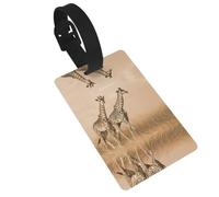 Two Giraffe Running On The Barren Luggage Tags Suitcases Handbag Tag Labels with Name Id Quickly Identify Travel Essential