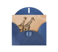 Two Giraffe Running On The Barren Pearl Paper Holiday Greeting Card With Envelopes Weddings Party Birthday Invitations Wishes