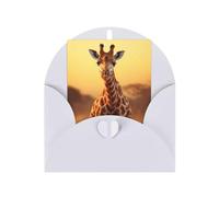 Two Giraffe Running on The Barren Print Adorable Blank Cards& Envelopes,Unique Designs Perfect for Festivals, Invitations