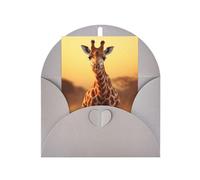 Two Giraffe Running on The Barren Print Adorable Blank Cards& Envelopes,Unique Designs Perfect for Festivals, Invitations