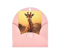Two Giraffe Running on The Barren Print Adorable Blank Cards& Envelopes,Unique Designs Perfect for Festivals, Invitations