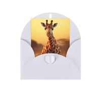 Two Giraffe Running on The Barren Print Adorable Blank Cards& Envelopes,Unique Designs Perfect for Festivals, Invitations