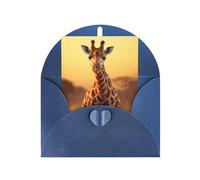 Two Giraffe Running on The Barren Print Adorable Blank Cards& Envelopes,Unique Designs Perfect for Festivals, Invitations