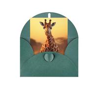 Two Giraffe Running on The Barren Print Adorable Blank Cards& Envelopes,Unique Designs Perfect for Festivals, Invitations