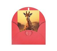 Two Giraffe Running on The Barren Print Adorable Blank Cards& Envelopes,Unique Designs Perfect for Festivals, Invitations