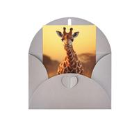 Two Giraffe Running on The Barren Print Adorable Blank Cards& Envelopes,Unique Designs Perfect for Festivals, Invitations