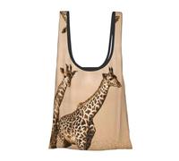 Two Giraffe Running On The Barren Print Foldable Reusable Grocery Bag Lightweight Shopping Tote for Groceries Travel Beach Eco-Friendly Compact Adventure Tote