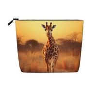 Two Giraffe Running on The Barren Print Makeup Bag Cosmetic Bag for Women Large Capacity Travel Makeup Bag Zipper Pouch