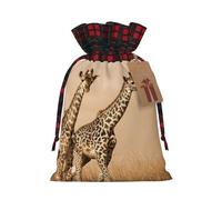 Two Giraffe Running On The Barren Print Reusable Gift Drawstring Decor Bag Holiday Party Favor Pouches Wedding Seasonal