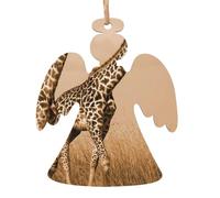 Two Giraffe Running on The Barren Printed Angel Shape Xmas Ornaments 1 Pcs, Christmas wooden pendant Hanging for Xmas Tree Home Indoor Outdoor Decor