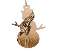 Two Giraffe Running on The Barren Printed Snowman Shape Xmas Ornaments 1 Pcs, Christmas wooden pendant Hanging for Xmas Tree Home Indoor Outdoor Decor