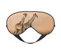 Two Giraffe Running On The Barren Sleep Eye Mask Comfortable Eyes Hade for Sleeping,Light Blocking Sleep Mask with Adjustable Strap