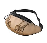 Two Giraffe Running On The Barren Unisex Sport Casual Crossbody Sling Bag, Lightweight Adjustable Chest Pack with Headphone Jack, Durable Polyester Fabric (All-Over Print)