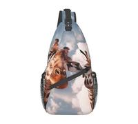 Two Giraffes Making Faces Print Women Men Chest Bag Lightweight Sling Bag Adjustable Strap Daypack For Travel Running Walking Daily Use