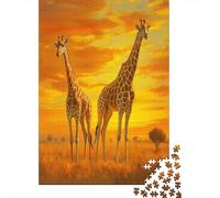 Two Giraffes on The Savannah Rätsel Für Erwachsene |Sunset Scenery| 70x50cm/1000pcs Puzzles Lernspiele Home Decor Puzzles