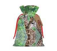 Two Giraffes Printed Drawstring Gift Bags,Various Sizes, Bulk Plastic Packaging Bags