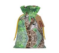 Two Giraffes Printed Drawstring Gift Bags,Various Sizes, Bulk Plastic Packaging Bags
