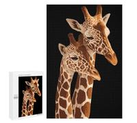 Two Giraffes with Long Necks Wooden Jigsaw Puzzles for Adults