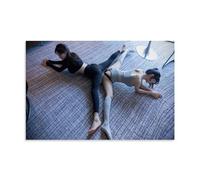 Two Girls Practicing Yoga on The Carpet Porch 16 x 24 Inch (40 x 60 cm)