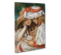 Two Girls Reading By Pierre-Auguste Renoir Canvas Print | Gallery Wrapped 30mm Frame Wall Art | 30x20 inches | Ready to Hang | Impressionist Picture | Living Room Bedroom Lounge Office