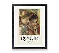 Two Girs Reading By Pierre Auguste Renoir Exhibition Museum Painting Framed Print | A2 Black Framed Wall Art | Ready to Hang | Modern Historical Picture | Living Room Bedroom Lounge Office
