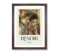 Two Girs Reading By Pierre Auguste Renoir Exhibition Museum Painting Framed Wall Art Print, Ready to Hang Picture for Living Room Bedroom Home Office Décor, Walnut A2 (64 x 46 cm)