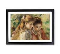 Two Girs Reading by Pierre-Auguste Renoir Framed Print | A2 Black Framed Wall Art | Ready to Hang | Modern Nature Picture | Living Room Bedroom Lounge Office