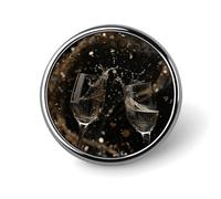 Two Glasses of Champagne Brooch with Button Design, Funny Backpack Pins for Women, Personalized Brooch Pins for Men, Round Badge for Hat, Cute Badge Holders for Activity