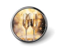 Two Glasses of Champagne Round Badge Brooch Lightweight Lapel Tie Pins Unique Gifts Metal Brooch Badge For Hat Shirt Clothing Bags Decoration
