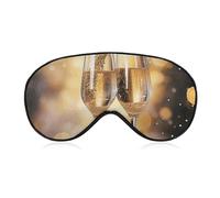 Two Glasses of Champagne Sleep Mask Light Block-Out Eye Mask for Side Sleeper Pressure-Free Soft Night Blindfold with Adjustable Strap Breathable Sleep Eye Cover for Travel