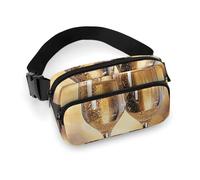 Two Glasses of Champagne Waist Bag Fashion Fanny Bag with Adjustable Strap for Outdoor Workout Cycling Unisex, white, 20x13cm, Waist Bag