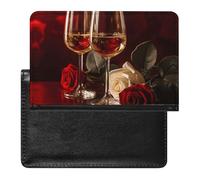 Two Glasses of White Wine Passport Holder Passport Cover Protector Essentials with Credit Card Slots for Women Men