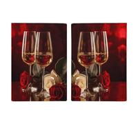 Two Glasses of White Wine Passport Holder Passport Wallet PU Leather Passports Protective Cover Slim Travel Accessories