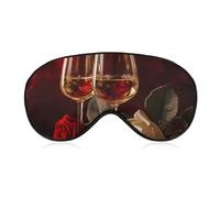 Two Glasses of White Wine Sleep Mask Light Block-Out Eye Mask for Side Sleeper Pressure-Free Soft Night Blindfold with Adjustable Strap Breathable Sleep Eye Cover for Travel