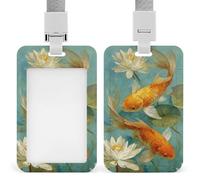 Two Golden Fish ID Badge Holder Retractable Clip Card Holder Card Protector Name Badge Name Tag for Work Office Doctor Nurse