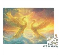 Two Golden Phoenixes Puzzle 1000pcs (75x50cm) Erwachsene Colorful Sea of clouds Puzzle,Home Decor