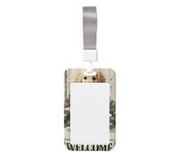 Two Golden Retriever Puppies Cuddling Sliding Id Badge Holder Hard Plastic Work Card Case Name Tag Protector for Nurses Office