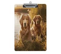 Two Golden Retrievers Clipboard Sturdy Low Profile Clip Clipboards Hanging Hole with Hanging Clipboard Acrylic Clip Board Holds 100 Sheets12.5x8.5In