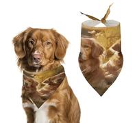 Two Golden Retrievers Pet Scarf,Soft Durable Triangle Dog Bandanas Lightweight Breathable Comfortable Pet Bib for Small Medium Large Breed.
