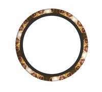 Two Golden Retrievers Printed Steering Wheel Cover Elastic Stretch Car Wheel Wrap Breathable Non-Slip Steering Wheel Protector for Car Truck SUV