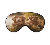 Two Golden Retrievers Sleep Mask Personality Eye Sleep Shade Cover Comfortable Breathable Sleeping Blindfold Soft Comfortable Night Eye Cover Adjustable Band Eye Mask for Men Women